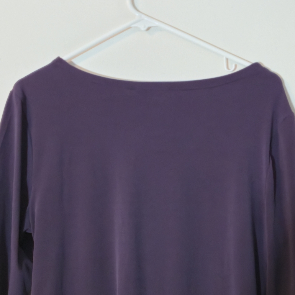 Reitmans XL Deep Plum Wrap Top Geometric Ring Accent 80s Style Minimalist Chic - Picture 8 of 13